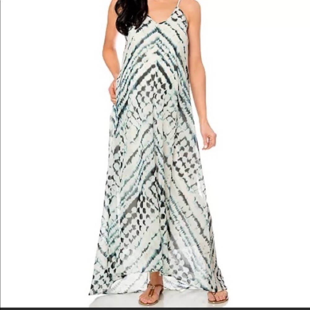 Wendy Bellissimo sun dress spaghetti strap maxi blue white M maternity